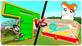 ? Casa de HAMSTER vs casa de los TEEN TITANS GO - MINECRAFT