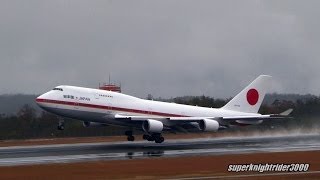 政府専用機 B747-47C 20-1101 ｢Japanese Air Force One｣ 広島空港でタッチ&ゴー(2回目) 2013.12