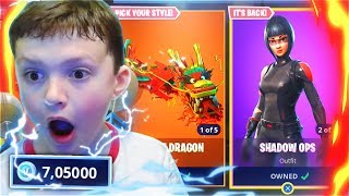 1 KILL = 5,000 V-BUCKS For My LITTLE BROTHER In Fortnite Battle Royale! (New Free Fortnite Skins)