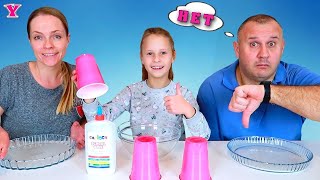 Угадай под каким стаканом Клей? Слайм Челлендж | Чао Юля