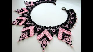 МК.Колье из бисера + стеклярус + биконус. Бисероплетение.Beading.