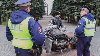 Мотоцикл с двигателем от Toyota Land Cruiser. Реакции людей и первая встреча с ДПС. Серия 8.