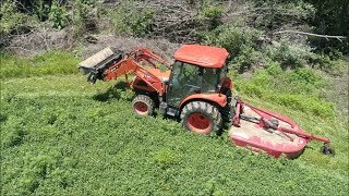 Raw Drone footage; Bush Hogging clover and Great FLY AWAY