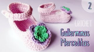 Como tejer guillerminas, merceditas a crochet para bebe (2/2)