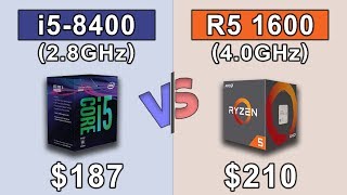 Intel Core i5 8400 (2.8GHz) vs RYZEN 5 1600 OC (4.0GHz) | 19 Games Benchmark