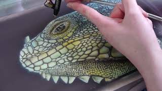 Airbrush Tutorial: Iguana Stencil Harder & Steenbeck Airbrush Anleitung