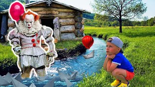 Дети убегают от КЛОУНа ПЕННИВАЙЗа в реальной жизни! "ОНО" #2 возвращается! Pennywise Clown