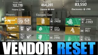 THE DIVISION - AWESOME VENDOR RESET | GOD ROLL WEAPONS, GEAR & GEAR MODS! (YOU NEED TO BUY)