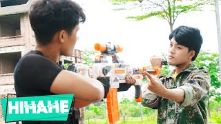Hihahe Nerf War: Couple SWAT Nerf Guns Fight Criminal Group Dispute Battleground