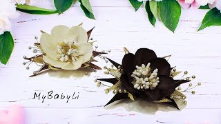 Канзаши новинки/ Новые цветы канзаши из лент идеи с тычинками мк 2019