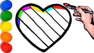 ⭐Glitter Rainbow Heart coloring and drawing for Kids, Toddlers ⭐ Alex GO Art
