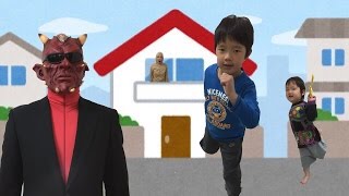 リアル鬼ごっこ　鬼ハンターに追いかけられて逃走中　おもちゃ　関西仲良し家族☆ロボットチャンネル