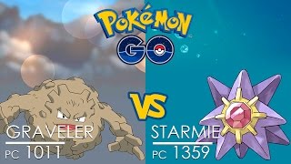 Pokémon GO Gym Battle ☢ Graveler vs Starmie with Psychic Attack