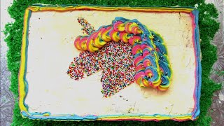 Unicorn Poke Cake (how to make a unicorn cake) (quick and easy) (unicorn cake) | Just Anya