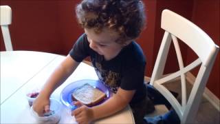 Keeping Toddlers Busy: Making Peanut Butter and Jelly