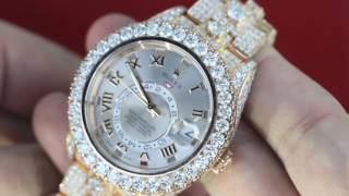Diamond Rolex Sky Dweller Watch 18K Rose Gold 42mm Sunburst Roman Numeral Dial