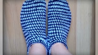 женские домашние следочки - тапочки, вязание крючком