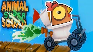 Симулятор КУРИЦЫ на машинке из УНИТАЗА - Animal Super Squad игровое видео для детей.