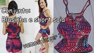 DIY CONJUNTO DE VISCOSE - short saia e blusa de amarrar PARTE 1