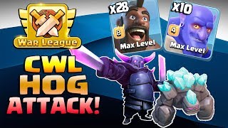 CWL Hog Attack Strategy 2018! Max Golem 28 Hogs Max Pekka 10 Bowler Easy 3Star 3 inferno TH12 Base