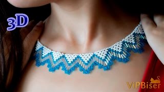 Beaded Necklace with Seed&Bugle Beads. 3D Beading Tutorial