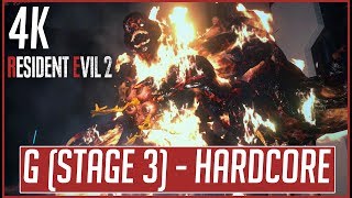 Resident Evil 2 Remake: G Stage 3 Boss Fight (Hardcore, No Damage, 4K/60fps)
