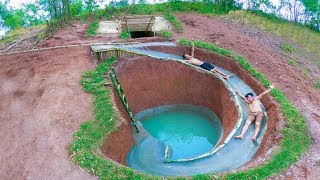 Build Swimming Pool Water Slide Around Secret Underground House - Full Video