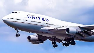 United Airlines Boeing 747-400 |N175UA| Smokey Landing At Frankfurt Airport