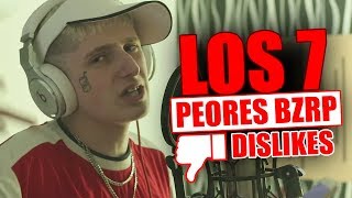 LOS 7 PEORES BIZARRAP MUSIC SESSIONS por NÚMERO DE DISLIKES ? | BRAYAN TRAP