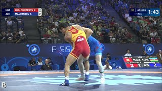 1/4 GR - 59 kg: K. ZHOLCHUBEKOV (KGZ) df. T. MAMMADOV (AZE) by VPO1, 3-2