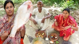 BIG FISH CUTTING & Yamme Fish Curry Cooking By Our GrandFather&Me || Fish Recipe ||Fish curry recipe