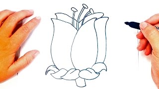 Cómo dibujar una Flor paso a paso | Dibujo fácil de Flor
