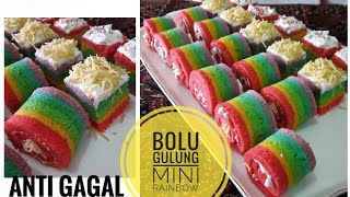 BOLU GULUNG MINI RAINBOW LEMBUT DAN ENAK ANTI GAGAL| EKONOMIS DAN BISA JADI IDE JUALAN