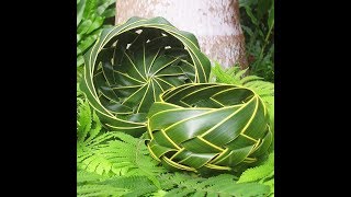 LEAF BASKET WEAVE: weaving leaf weaving craft | Coconut leaf crafted in 3 min craft DIY_WEAVE CRAFT