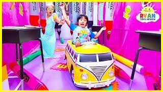Ryan in Giant Box Fort Maze Back To School Obby!!!