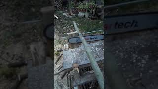 Benzinli odun motoru aparatı ile ilk odun kesimi başarılı