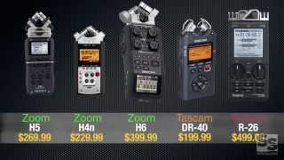 Handheld Recorder Review (Full): Zoom H6, H5, H4n, Tascam DR-40, Roland R-26