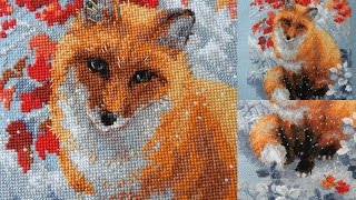 Лисичка от Риолис. Готовая работа. Вышивка крестом
