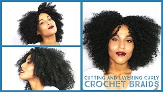 How to cut and layer curly knotless crochet braids ll ft. Trendy Tresses