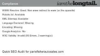 parisfisherautosales.com Quick SEO Audit Score 42.0%