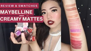 MAYBELLINE CREAMY MATTES FULL SWATCHES & REVIEW // BAHASA INDONESIA