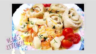 Ленивые пельмени  Штрудли с капустой и картошкой ,с кислой капустой Штрудели