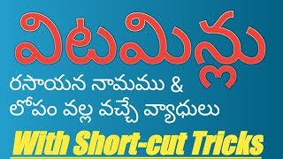 Vitamins Scientific names & Diseases in Telugu shortcut tricks || General Science and GK