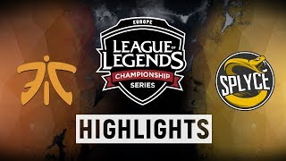 FNC vs. SPY - EU LCS Week 8 Day 2 Match Highlights (Summer 2018)