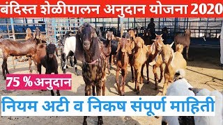 Bandista sheli palan anudan/बंदिस्त शेळीपालन अनुदान योजना 2020।।।50 ते75% subsidy..