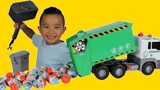 Garbage Truck Full Of Disney Cars Kinder Surprise Eggs Thor Hammer ...