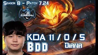 LZ BDD DIANA vs SION Mid - Patch 7.24 KR Ranked