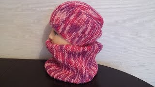 Вязание спицами комплекта шапки + снуд.