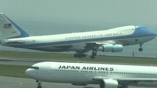 エアフォースワン離日(羽田空港) 2014.4.25 Air Force One leaving Japan．（Haneda airport in Tokyo）