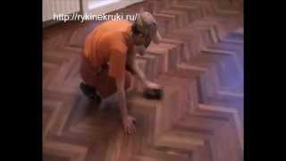 Шлифовка паркета после 1-го слоя лака